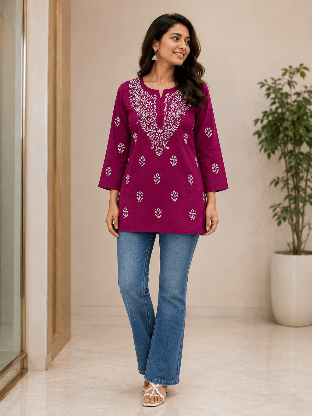 Cotton Short Kurti Pink image 1
