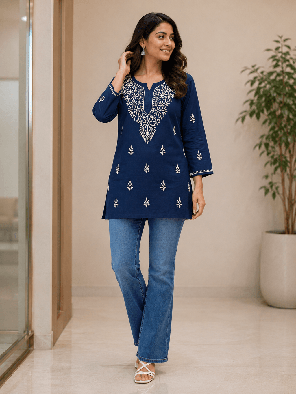 Cotton Short Kurti Blue image 1