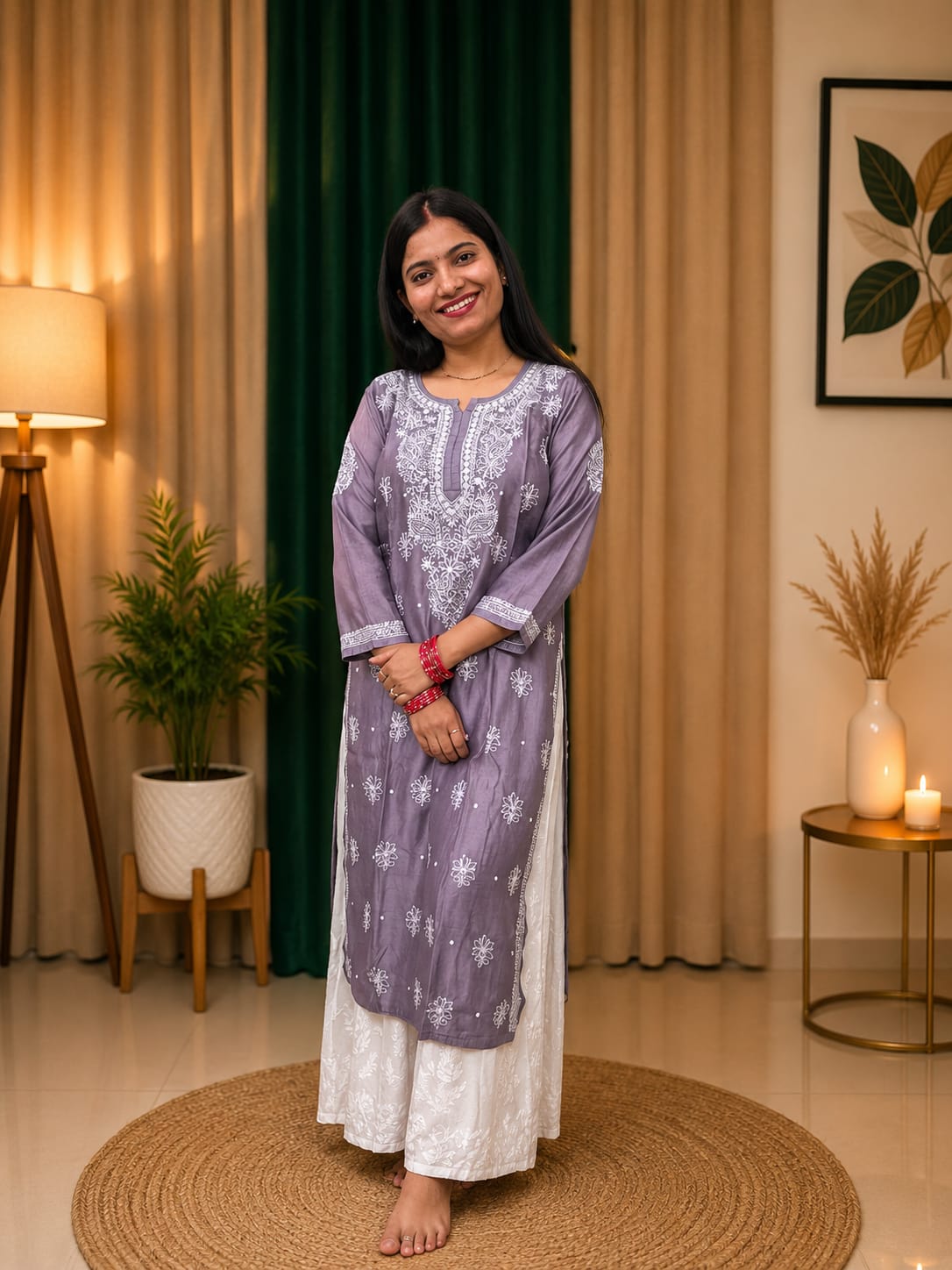 Chanderi Cutdana Pearl Kurti image 1